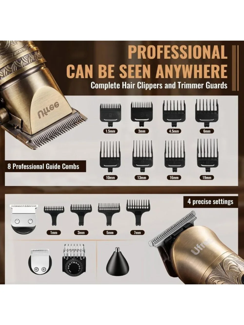 3-in-1 Hair Clippers & Beard Trimmer Kit | Cordless, Fast Charging, LED Display